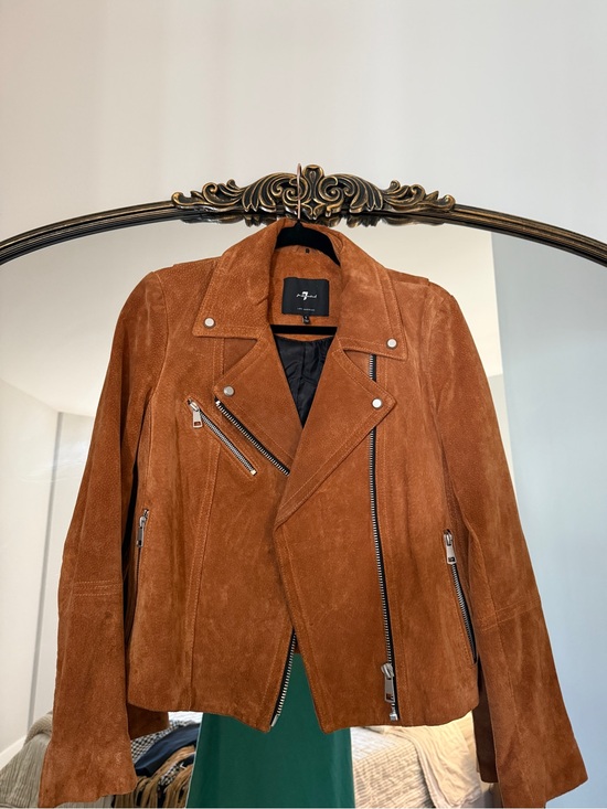 7 For All Mankind Jackets & Blazers - 7 For All Mankind Rust Brown Suede Moto Jacket